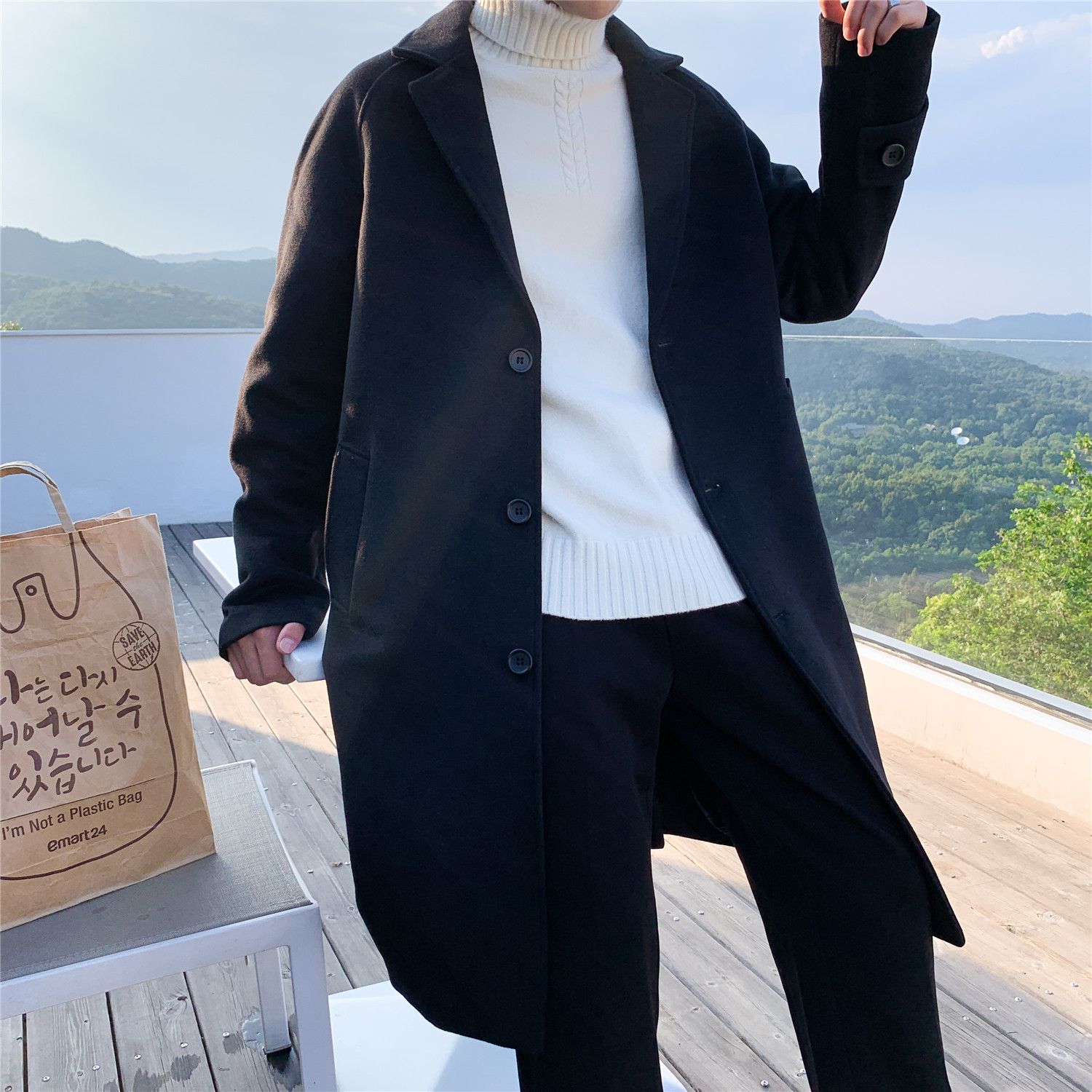 Wool Blend Coat Grey Mans Clim - Outdoor Adventure Recreation ulasan dan harga