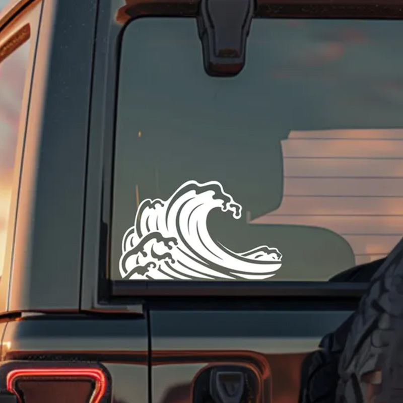 Ocean Wave Pattern Vinyl Car S - Outdoor Adventure Words ulasan dan harga