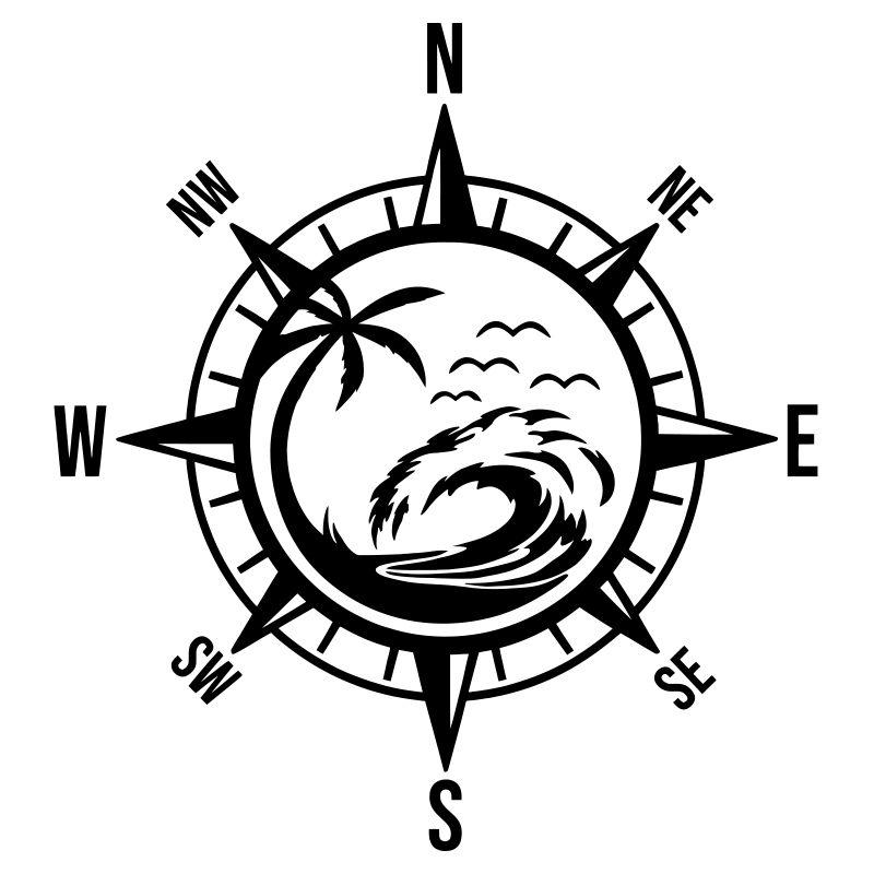 Nautical Compass Palm Tree Wav - Outdoor Adventure Words ulasan dan harga